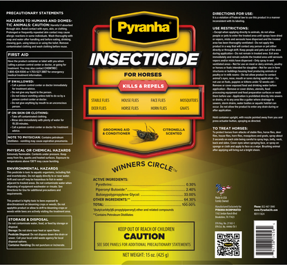 Pyranha Fly Spray for Horses – Insecticide & Show Shine Aerosol 15 oz.