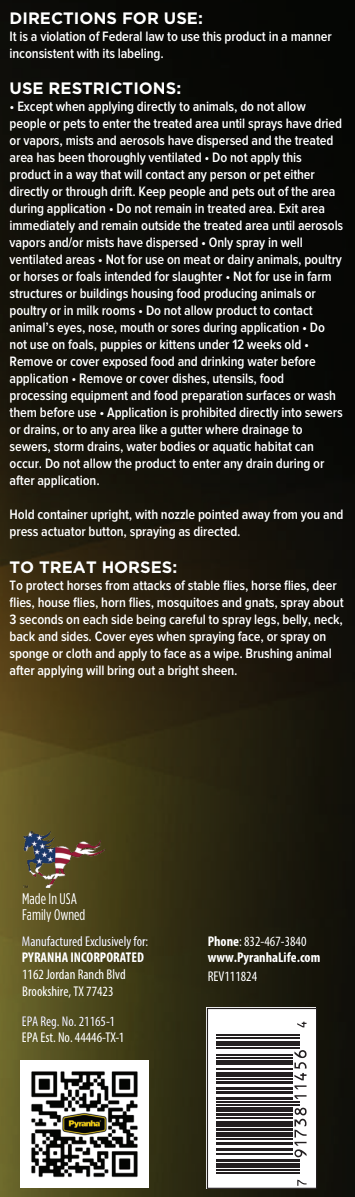 Pyranha Fly Spray for Horses – Insecticide & Show Shine Aerosol 15 oz.