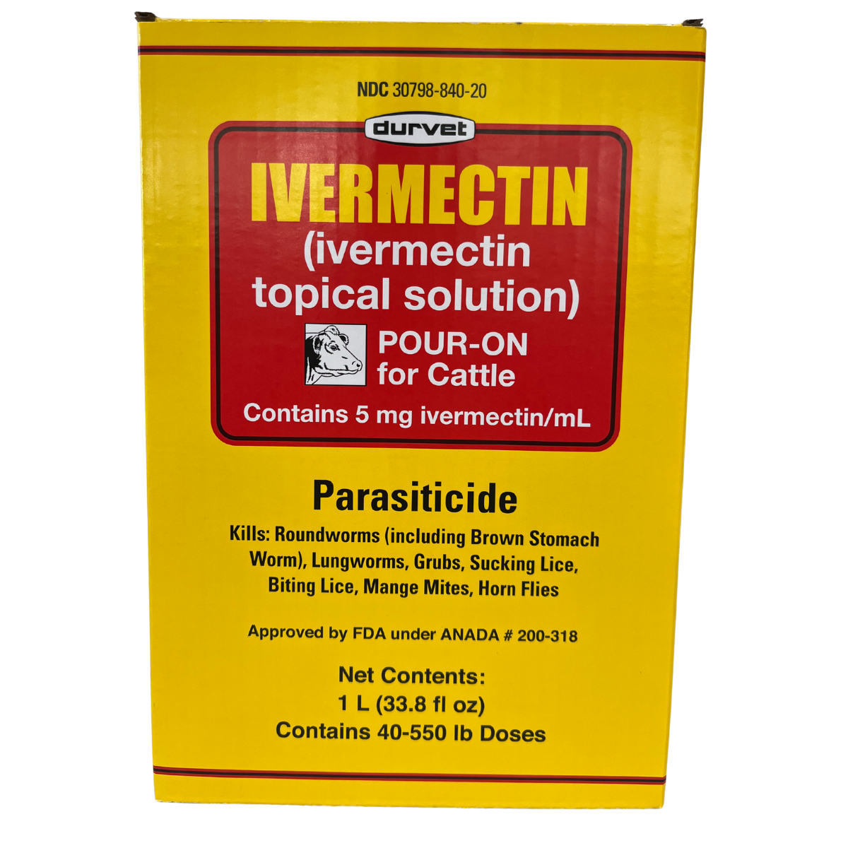 Durvet Ivermectin Pour-On for Cattle | Dewormer & Parasite Control
