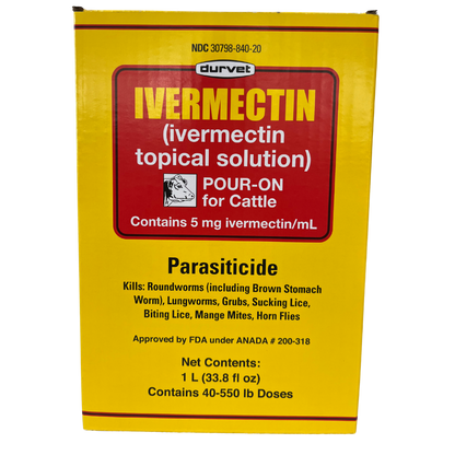 Durvet Ivermectin Pour-On for Cattle | Dewormer & Parasite Control