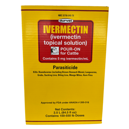 Durvet Ivermectin Pour-On for Cattle | Dewormer & Parasite Control