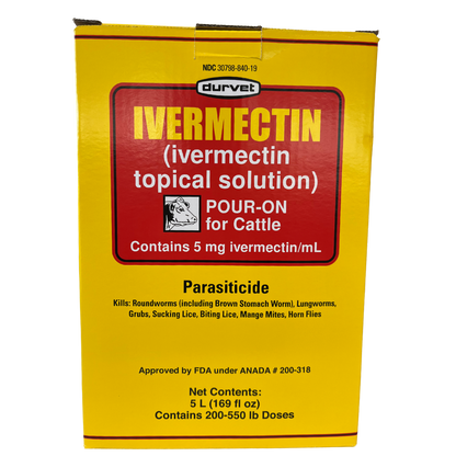 Durvet Ivermectin Pour-On for Cattle | Dewormer & Parasite Control