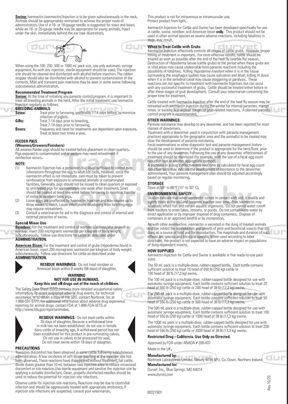 Durvet Ivermectin Injection 1% – Cattle & Swine Wormer, 50-500ml