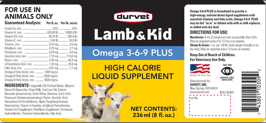 Durvet Lamb & Kid Omega 3-6-9 Plus | Energy & Immune Support