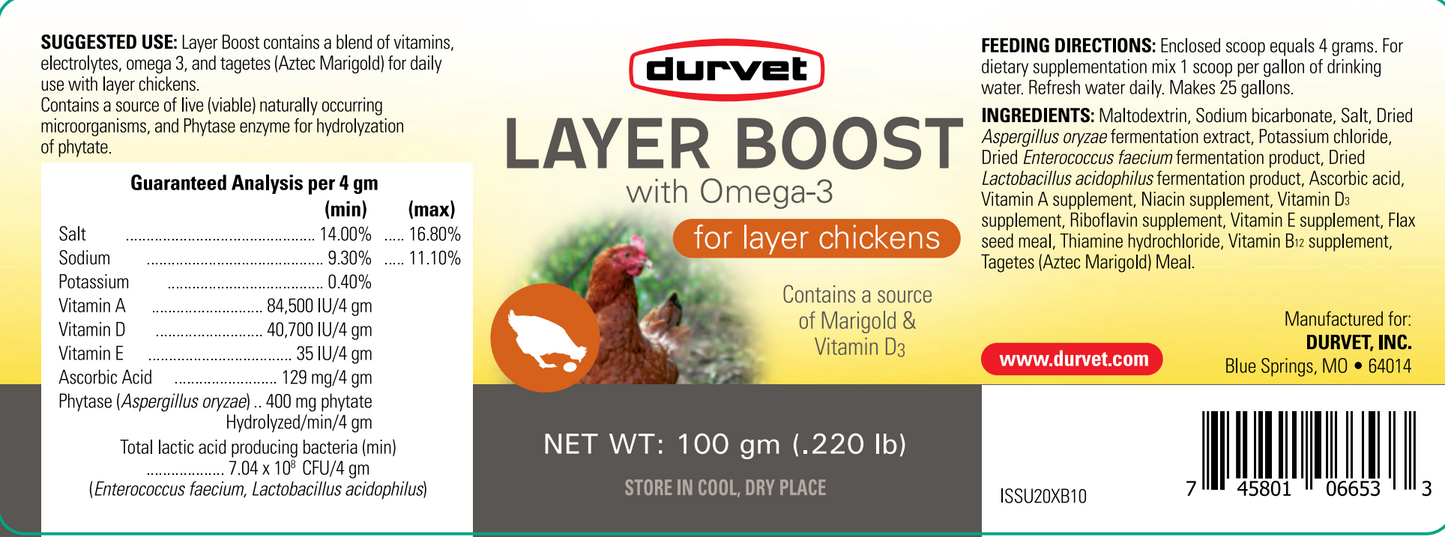 Durvet Layer Boost with Omega-3 | Chicken Supplement for Egg Laying