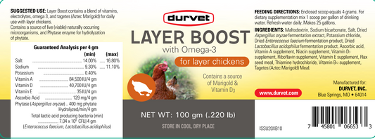 Durvet Layer Boost with Omega-3 | Chicken Supplement for Egg Laying