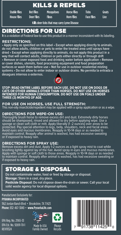 Pyranha Legacy Fly Spray for Horses | Long-Lasting Water-Based Protection