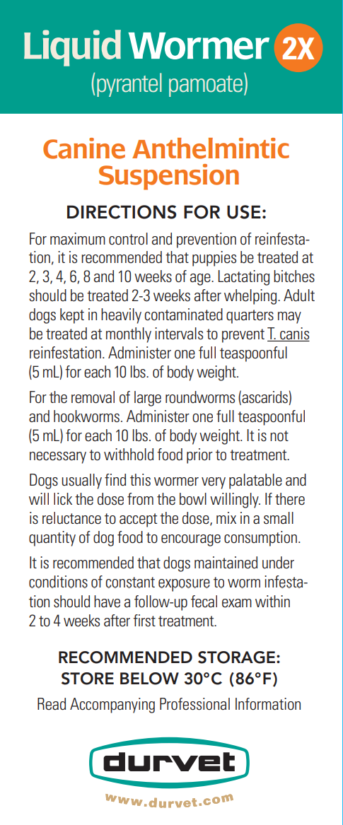 Durvet Liquid Wormer 2X | Puppy & Dog Roundworm & Hookworm Treatment