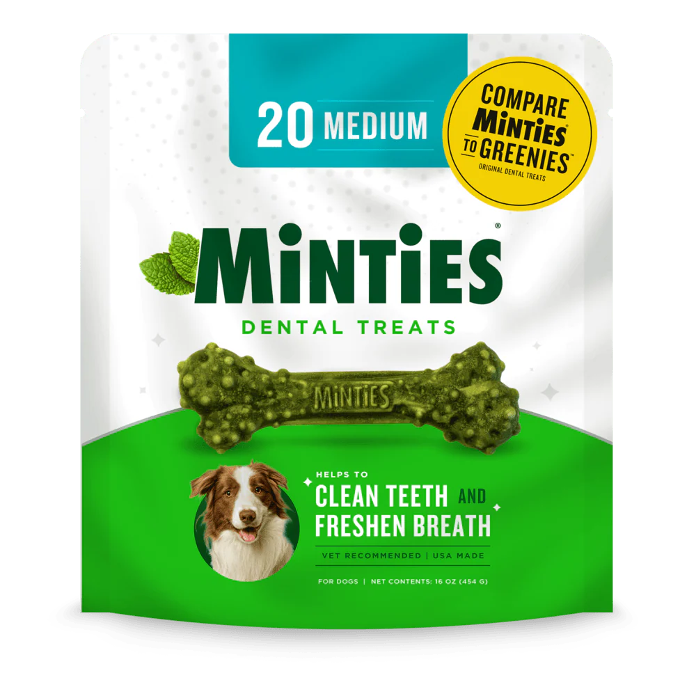 Minties Dental Treats for Dogs – Medium, 20 Treats (16 oz)