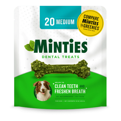 Minties Dental Treats for Dogs – Medium, 20 Treats (16 oz)