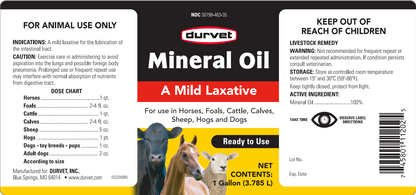 Durvet Mineral Oil | Gentle Laxative for Horses, Cattle, Sheep & Pets | One Gallon