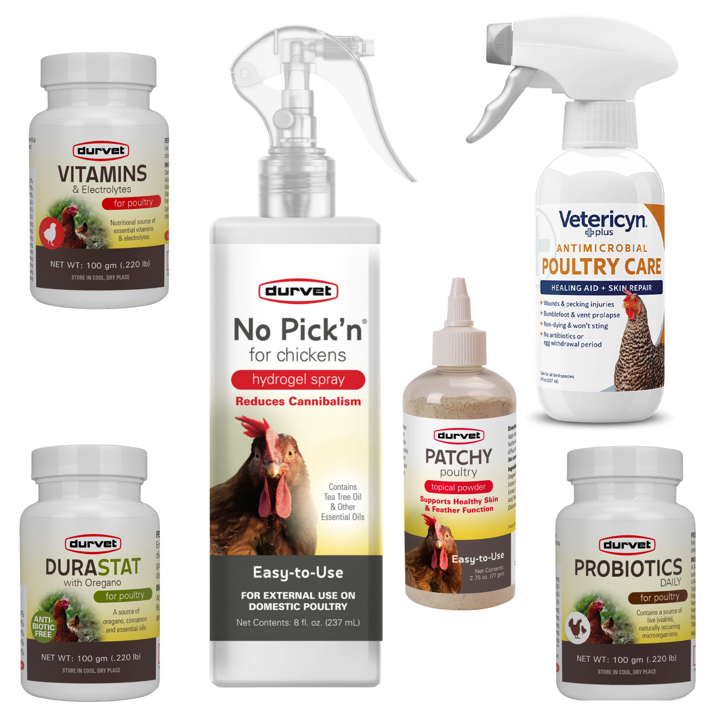 Stop Chicken Pecking Recovery Kit with Spray, Wound Care & Probiotics