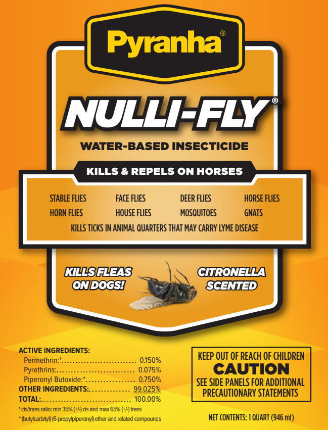 Pyranha Nulli-Fly Fly Spray for Horses & Dogs | Water-Based Repellent