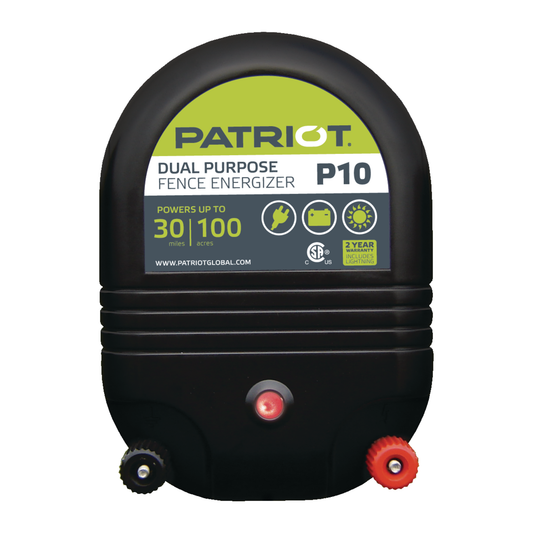 Patriot P10 Dual Power Electric Fence Charger - 1J, 30 Mile, 110V/12V