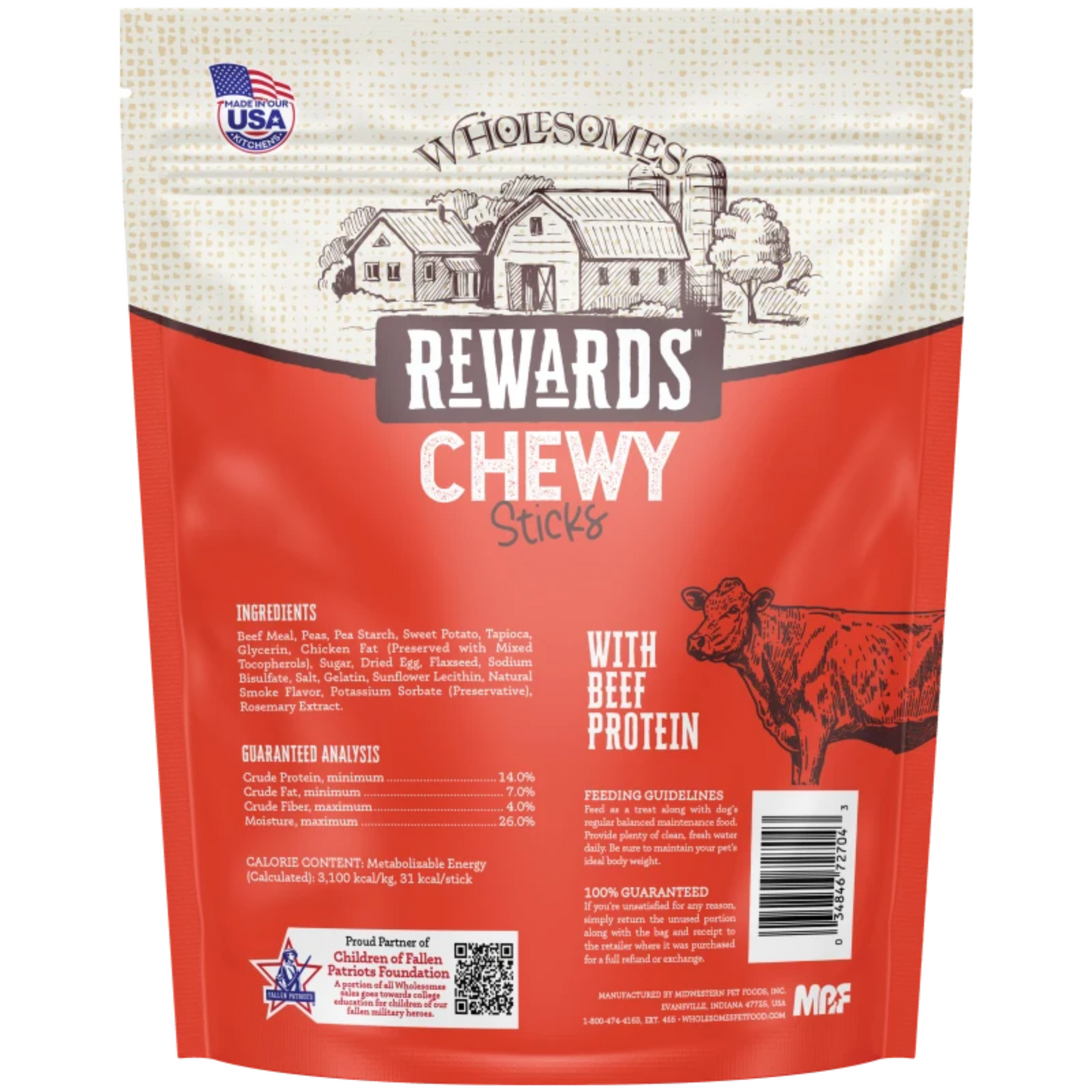 Wholesomes Rewards Chewy Beef Sticks | Grain-Free Dog Training Treats | 25 oz.