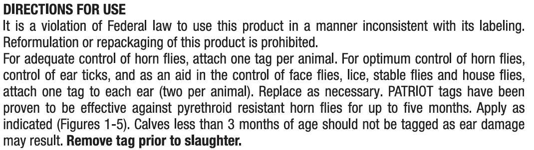 Elanco Patriot Insecticide Cattle Ear Tags | Fly & Tick Control | 20 Count