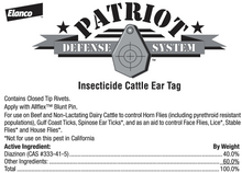 Elanco Patriot Insecticide Cattle Ear Tags | Fly & Tick Control | 20 Count