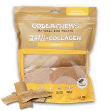 Collachews Peanut Butter Chips | Healthy, Rawhide-Free Collagen Dog Chews | 6 Pack