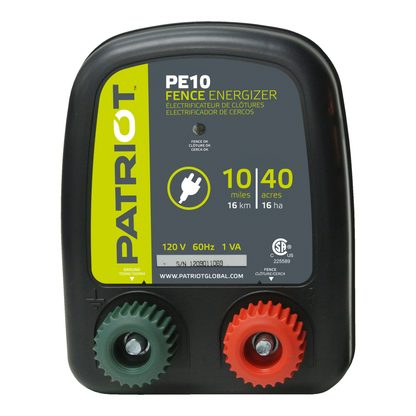 Patriot PE10 110V Electric Fence Charger - AC, 0.30J, 10 Mile