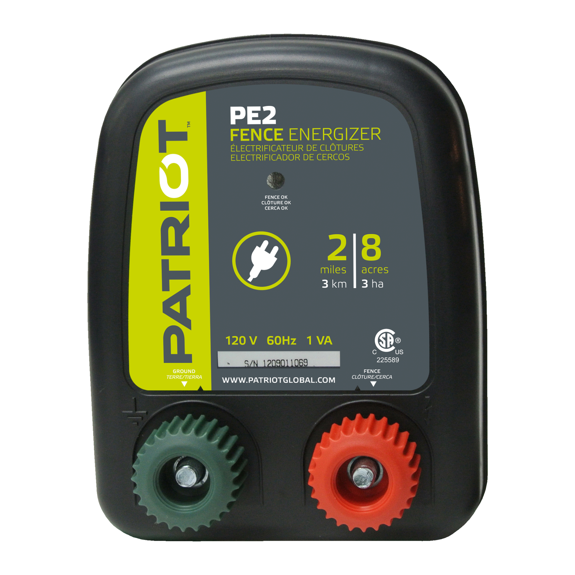 Patriot PE2 110V Electric Fence Charger - AC, 0.10J, 2 Mile