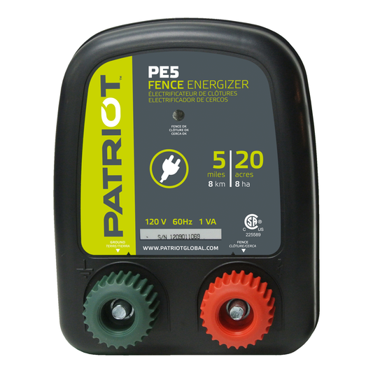 Patriot PE5 110V Electric Fence Charger - AC, 0.20J, 5 Mile