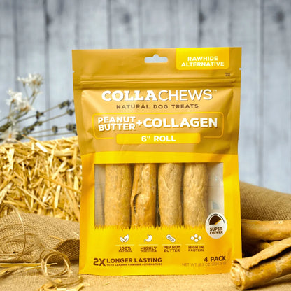 Collachews Collagen Rolls | Healthy, Rawhide-Free, Long-Lasting Dog Chews | 4 Pack