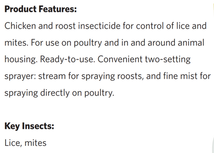 Martins Pen & Poultry | Chicken & Roost Insecticide Spray for Lice & Mites | 32 oz