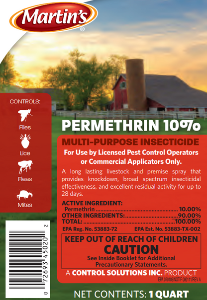 Martins Permethrin 10% | Multi-Purpose Livestock & Premise Insecticide