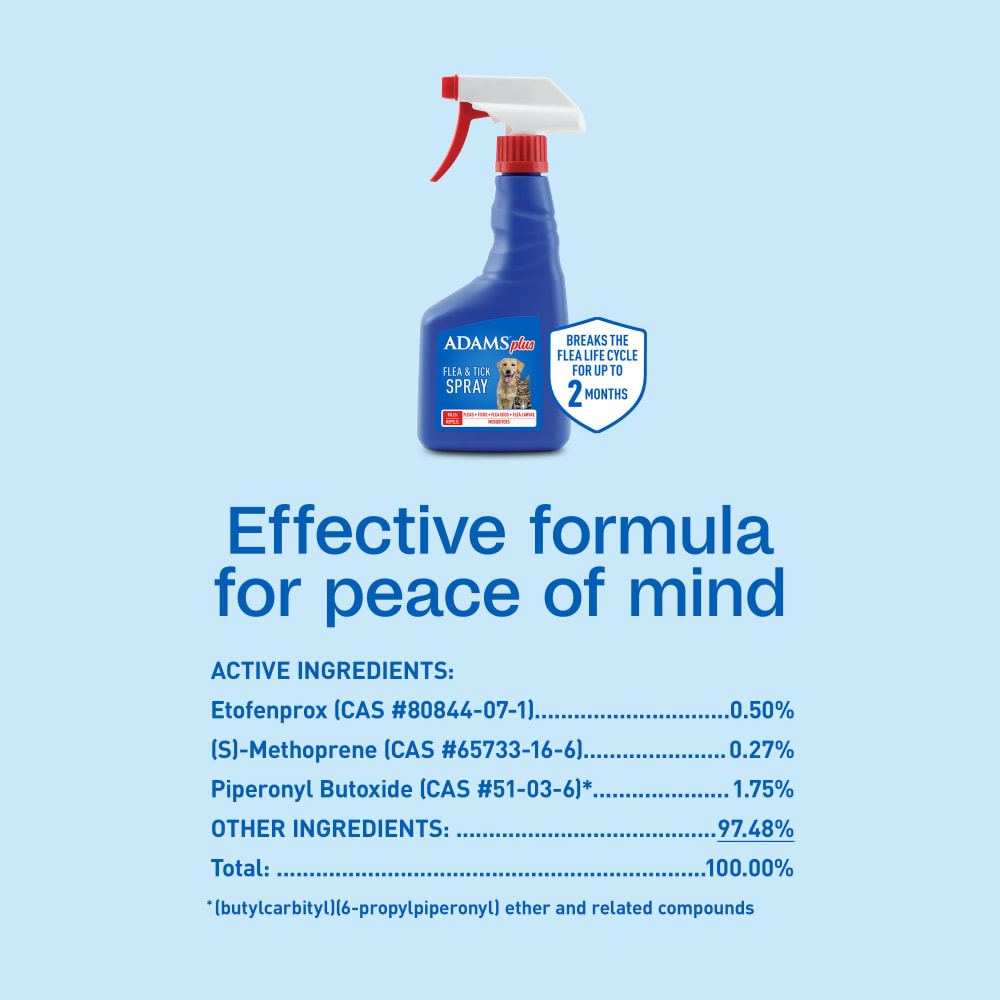 Adams Plus Flea & Tick Spray for Dogs & Cats | Kills Fleas, Ticks, Mosquitos & Eggs