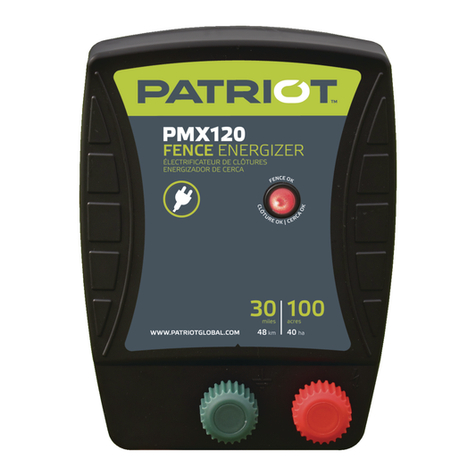 Patriot PMX120 110V Electric Fence Charger - 1.2J, 30 Mile Output