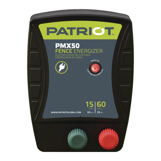 Patriot PMX50 110V Electric Fence Charger - 0.50J, 15 Mile Output