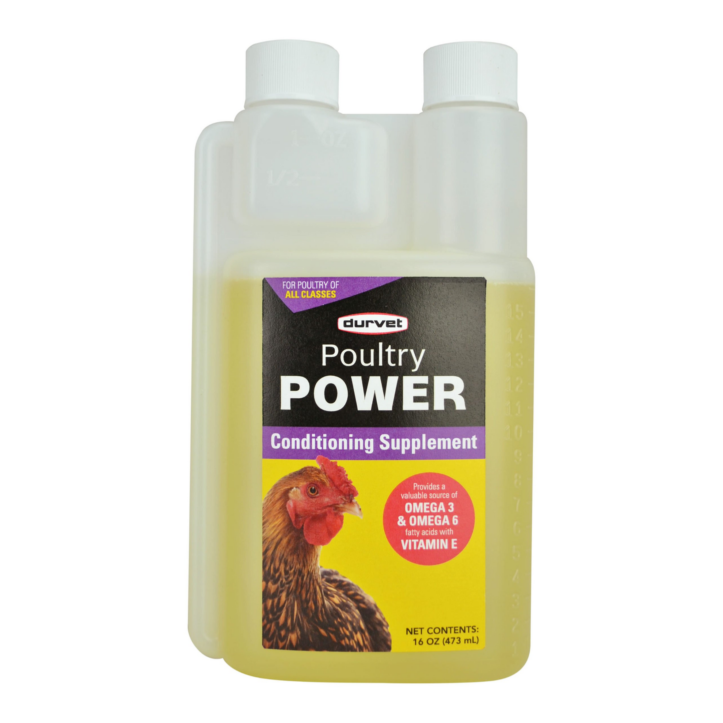 Durvet Poultry POWER | Omega 3 & 6 Supplement for Feather & Egg Health | 16 oz.