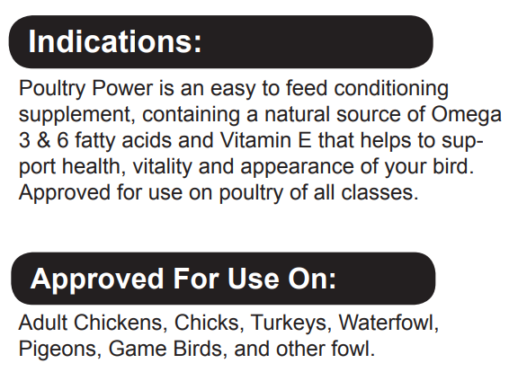 Durvet Poultry POWER | Omega 3 & 6 Supplement for Feather & Egg Health | 16 oz.