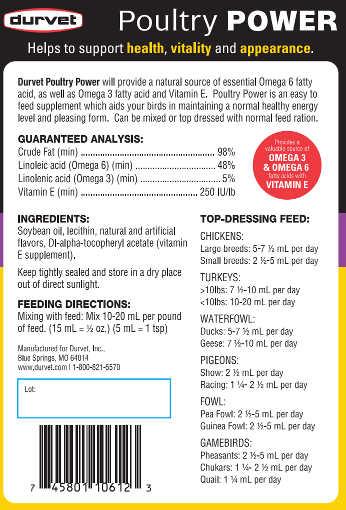 Durvet Poultry POWER | Omega 3 & 6 Supplement for Feather & Egg Health | 16 oz.