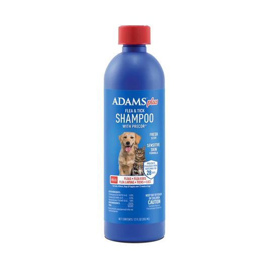 Adams Plus Flea & Tick Shampoo with Precor IGR for Dogs & Cats | Flea Control | 12 oz