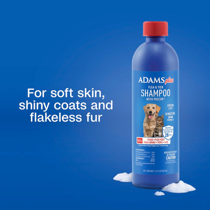 Adams Plus Flea & Tick Shampoo with Precor IGR for Dogs & Cats | Flea Control | 12 oz