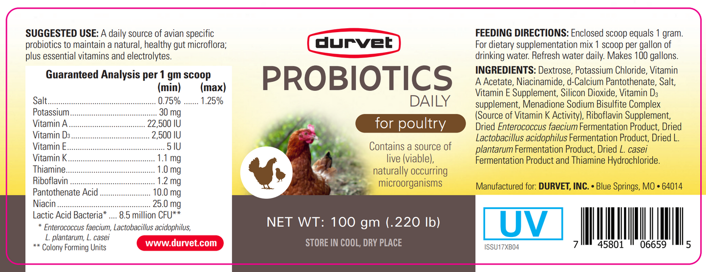 Durvet Chicken Probiotics with Vitamins & Electrolytes