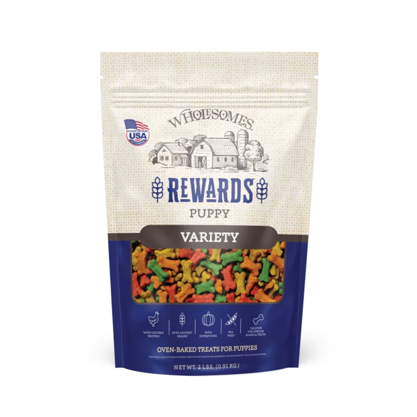 Wholesomes Rewards Puppy Variety Treat Biscuits | Crunchy Training Treats, USA Made