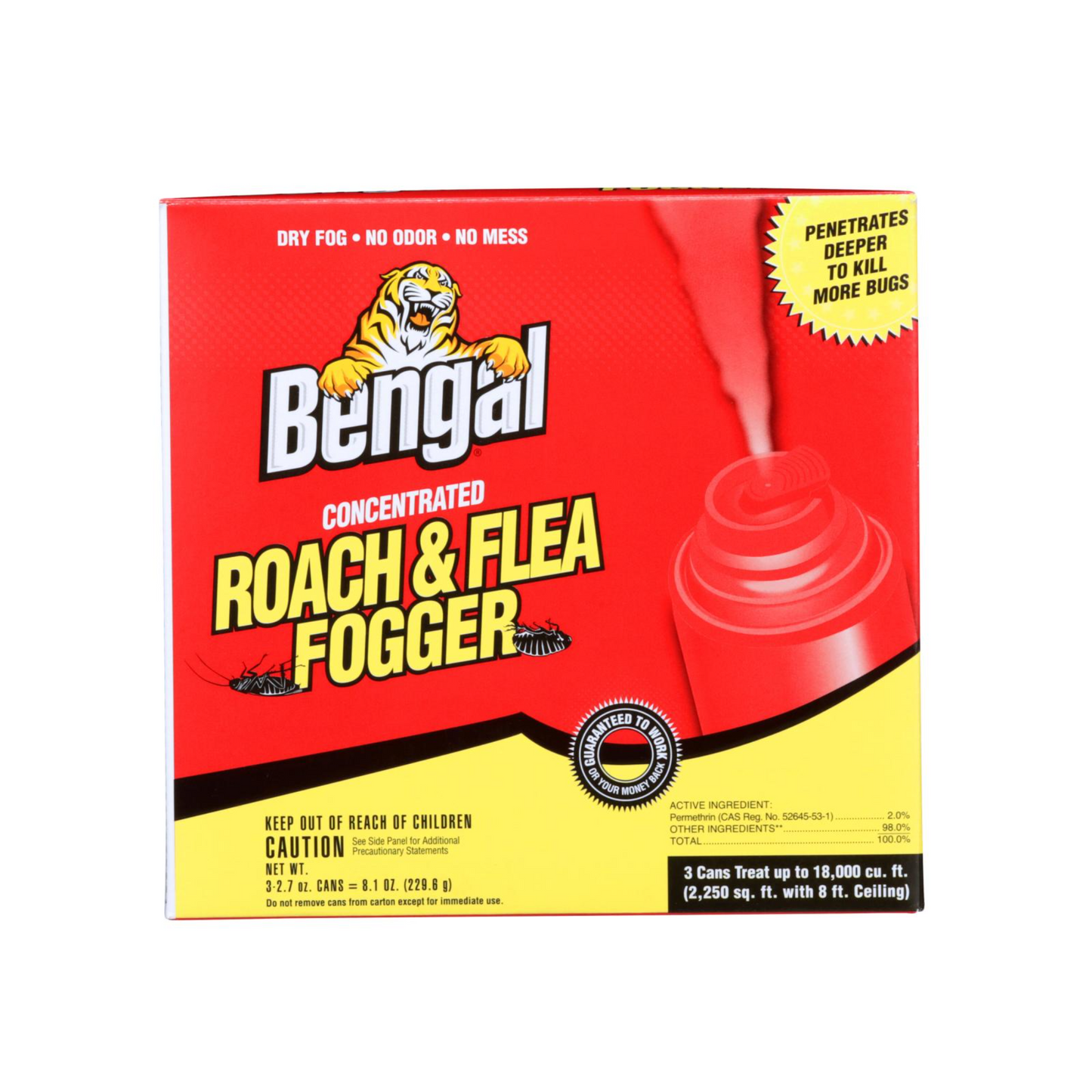 Bengal Roach & Flea Fogger 3 Pack – Concentrated Dry Fog Permethrin 2%