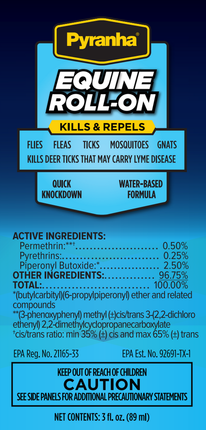 Pyranha Roll-On Horse Fly Control | Water-Based Fly Repellent