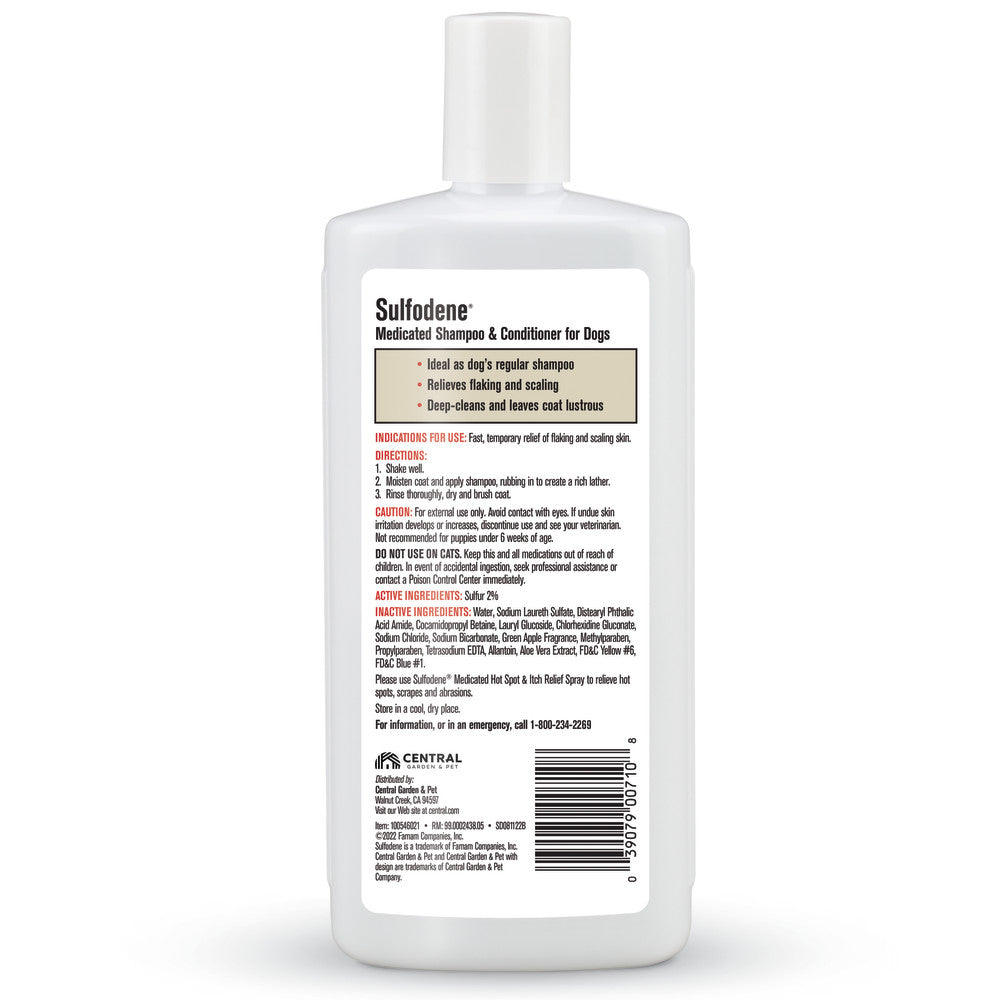 Sulfodene Medicated Dog Shampoo & Conditioner | Relieves Itching & Flaking | 12 oz