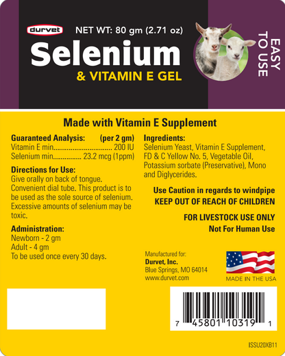 Selenium & Vitamin E Gel for Sheep & Goats | Immune & Muscle Support | 30 gram