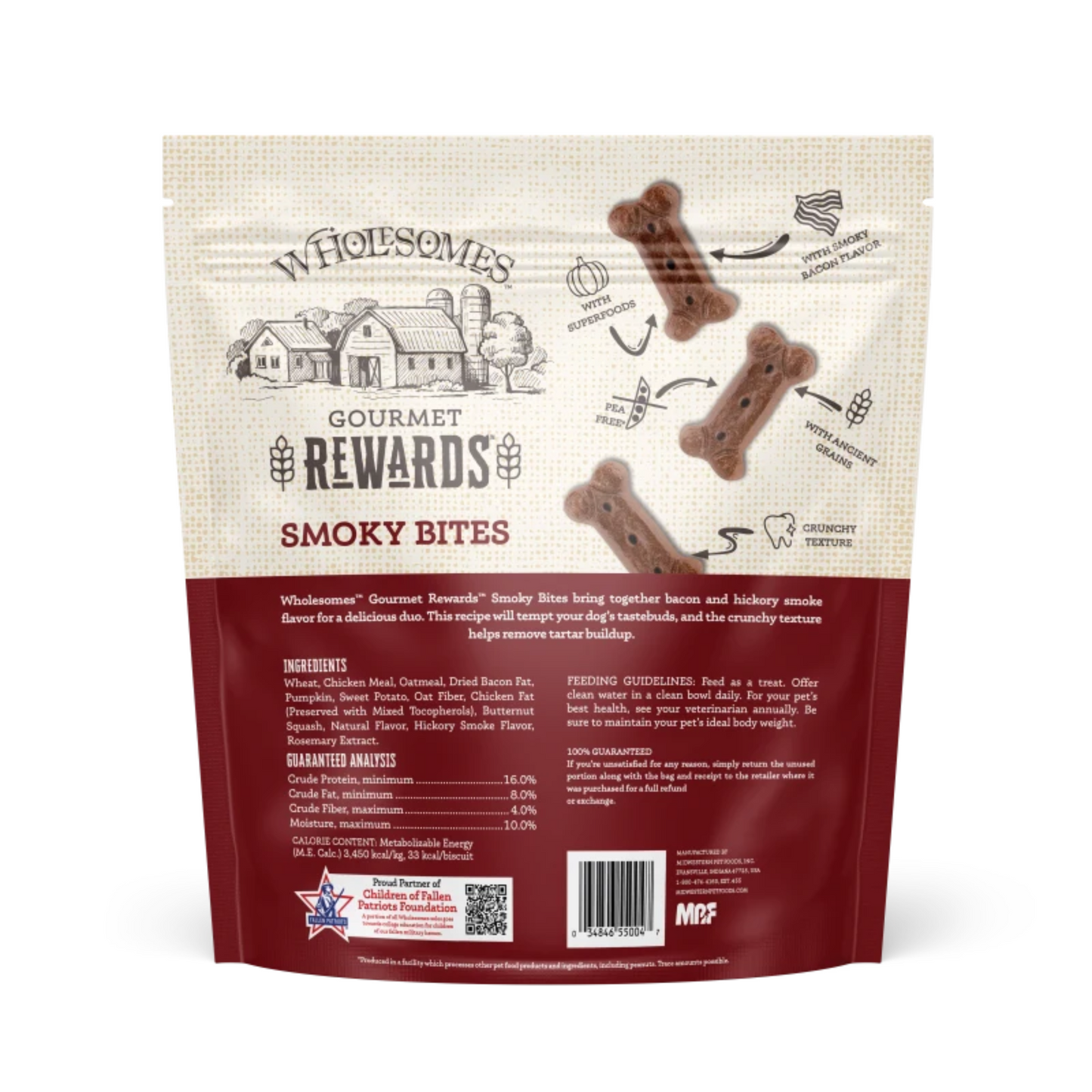 Wholesomes Gourmet Rewards Smoky Bites | Crunchy Bacon Dog Treats
