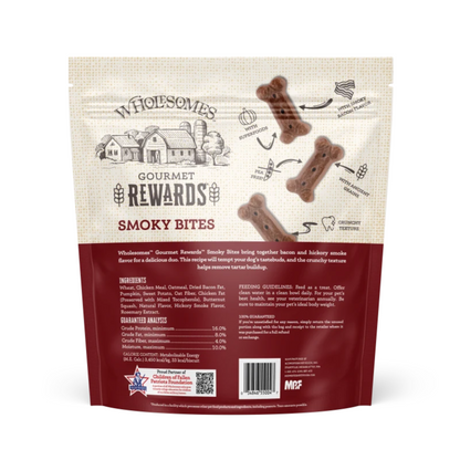 Wholesomes Gourmet Rewards Smoky Bites | Crunchy Bacon Dog Treats