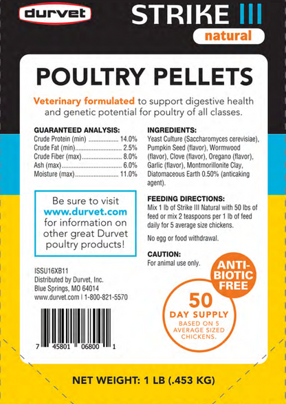 Durvet STRIKE III Natural | All-Natural Chicken Digestive Supplement | 1 lb.