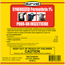 Durvet Synergized Permethrin 1% Pour-On for Livestock | Cattle, Sheep, Flies & Lice Control