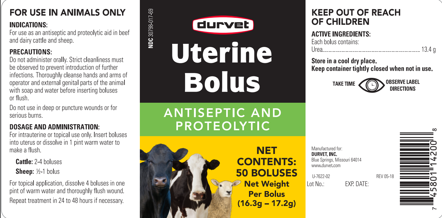 Durvet Uterine Bolus | Antiseptic & Proteolytic Aid for Cattle & Sheep | 50 Count