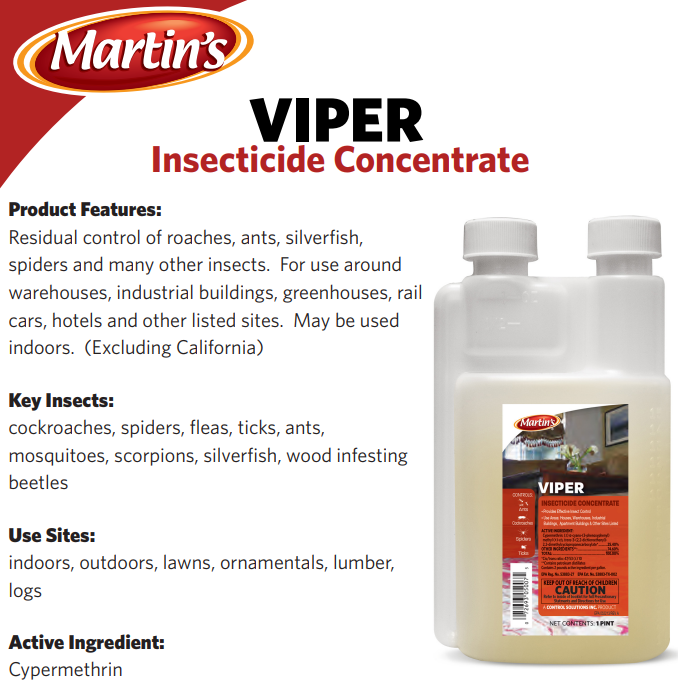 Martin’s Viper Indoor & Outdoor Insecticide Concentrate | Cypermethrin