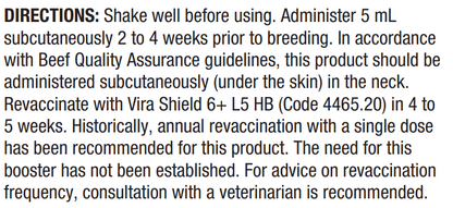Elanco Vira Shield 6 + VL5 HB | Cattle Vaccine | Protection Against IBR, BVD, Lepto, Harjo-Bovis