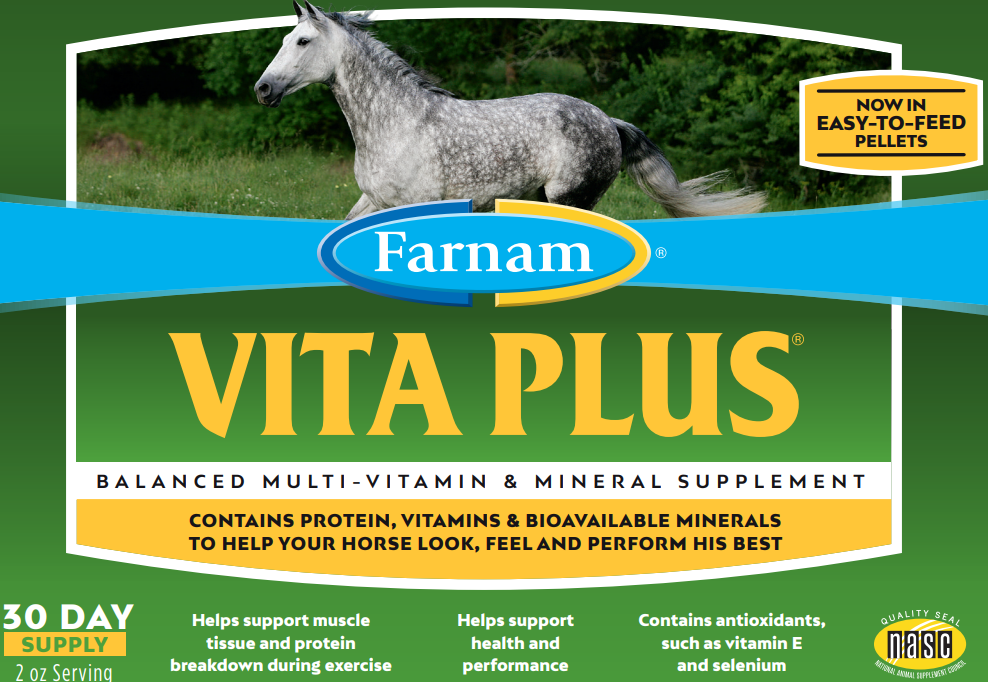 Farnam Vita Plus Multi-Vitamin & Mineral Supplement Pellets for Horses – 3.75 lb